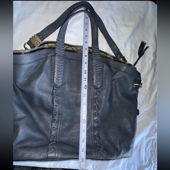 orYANY "Cassie" blue Pebbled Leather Extra Large Satchel Bag - Picture 4 of 6